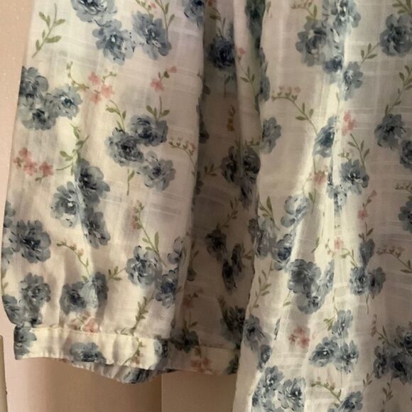 LRL LAUREN JEANS CO. RALPH LAUREN 100% COTTON DENIM BLUE FLORAL WOMAN BLOUSE XL - Picture 3 of 9